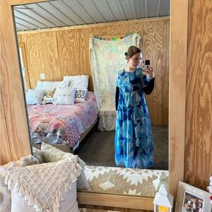 Blue Patterned Maxi Dress